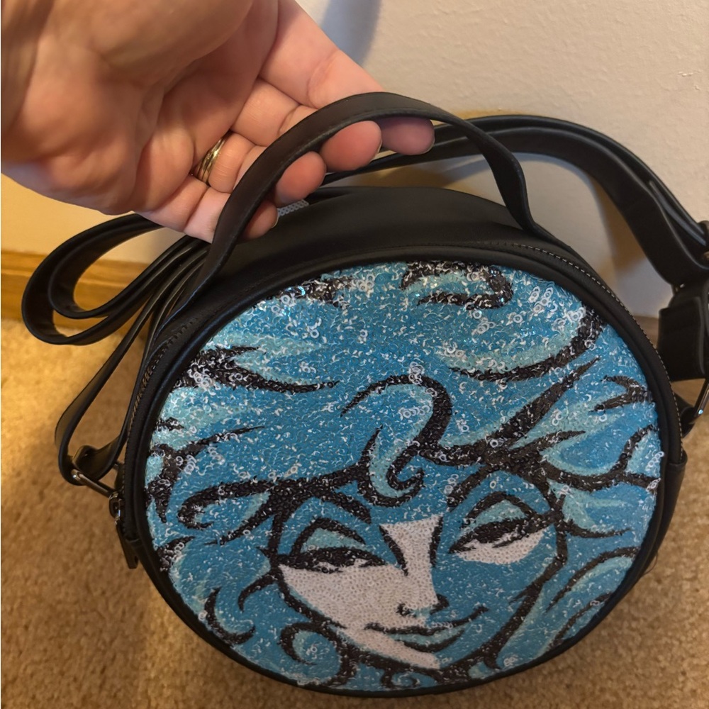 Disney Haunted Mansion Madame Leota Buckle Down Round Crossbody Sequin Purse - Picture 3 of 9